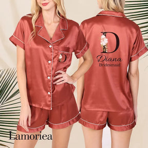 Silky Satin Monogram Pajamas Set