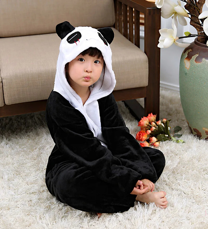 Children's Winter Plus Velvet Warm Cartoon One-piece Pajamas Suit