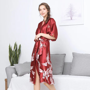 Satin Kimono Women Bride Bridesmaid Wedding Robe