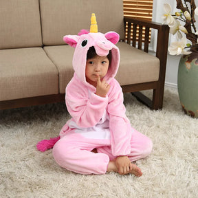 Children's Winter Plus Velvet Warm Cartoon One-piece Pajamas Suit