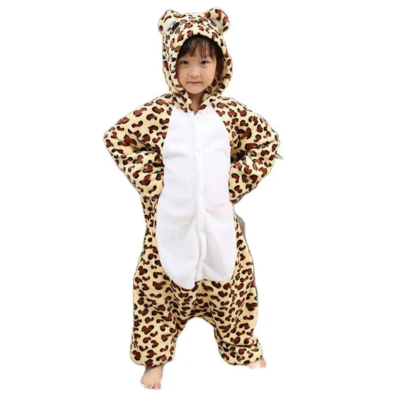 Children's Winter Plus Velvet Warm Cartoon One-piece Pajamas Suit