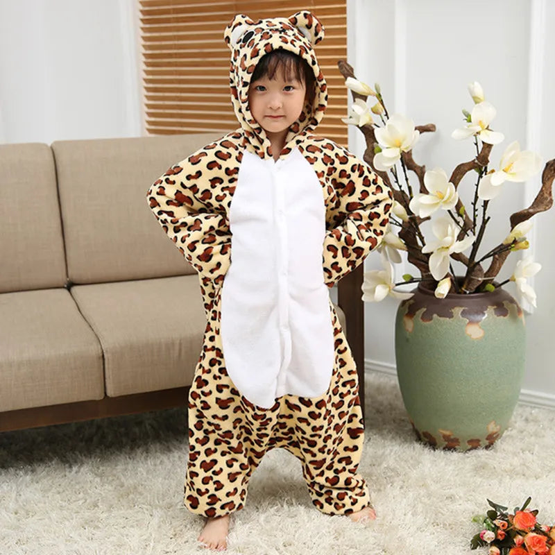 Children's Winter Plus Velvet Warm Cartoon One-piece Pajamas Suit