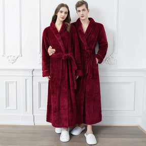 Extra Long Thermal Jacquard Flannel Bathrobe