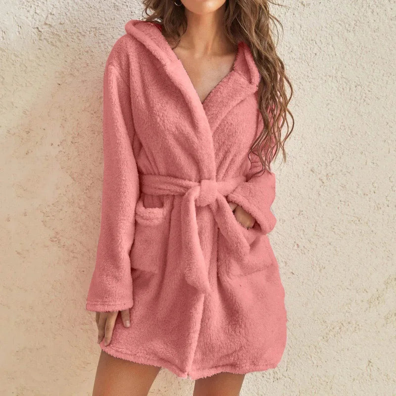 Fluffy Plush Women Bath Robe