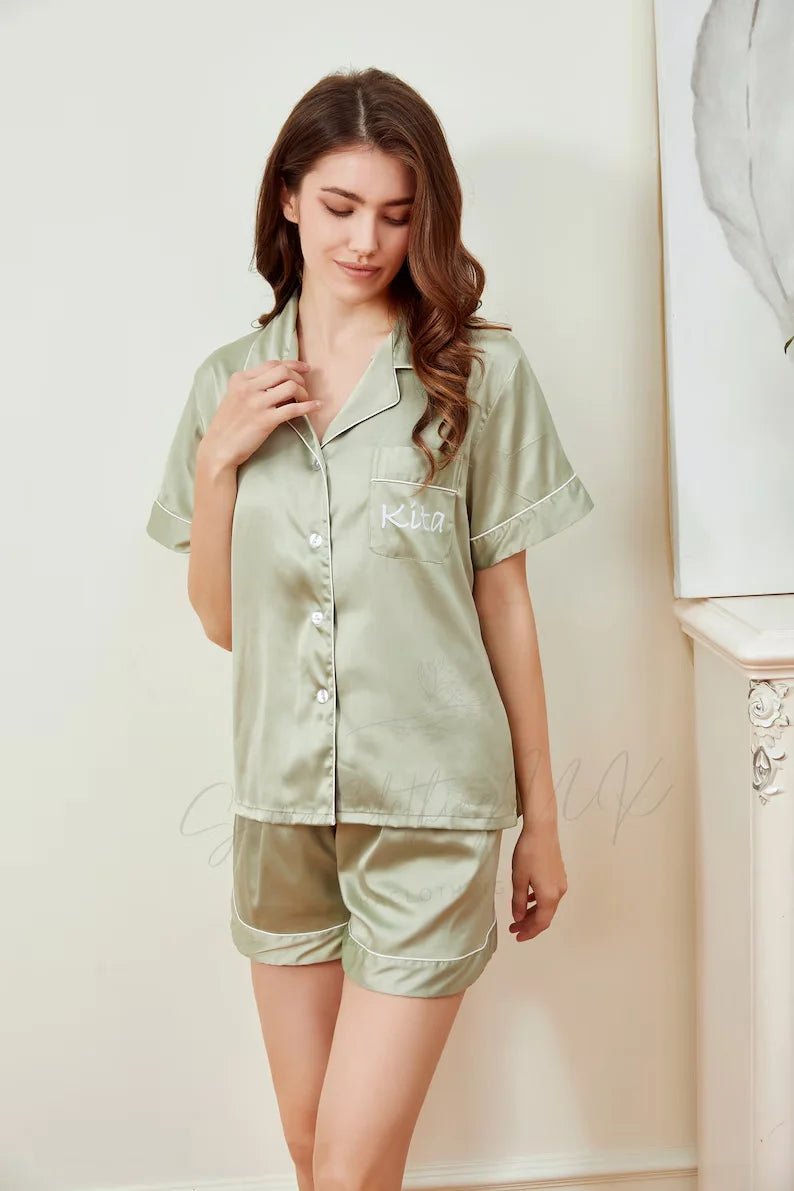 Customized Silk Bride Pajamas Set