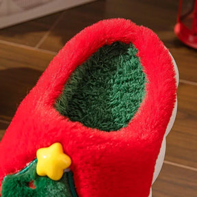 Cute Christmas Tree Women's Home Fluffy Slippers