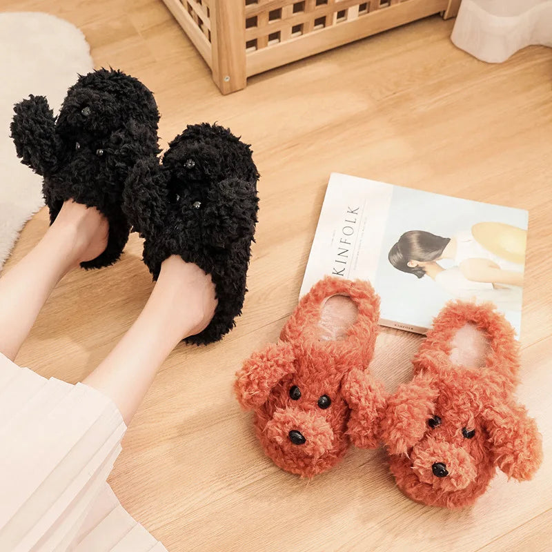 Comwarm Cute Dog Short Plush Slippers