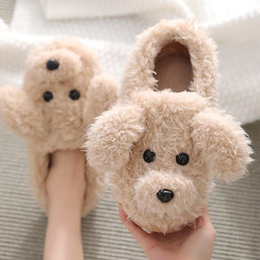 Comwarm Cute Dog Short Plush Slippers