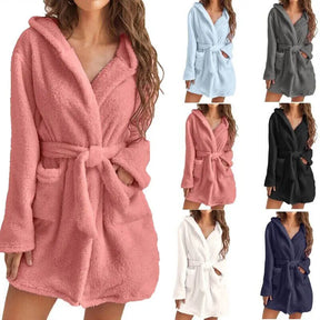 Fluffy Plush Women Bath Robe