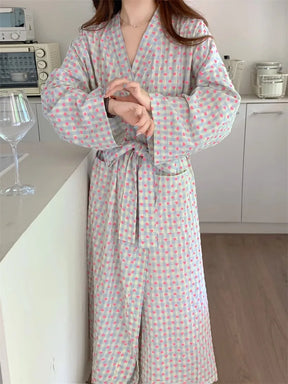 V-Neck Sleepwear Heart Print Robe