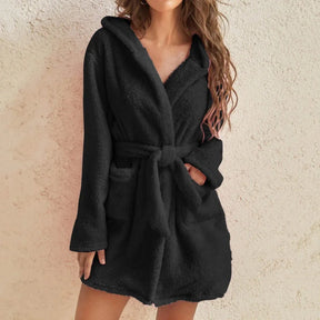 Fluffy Plush Women Bath Robe