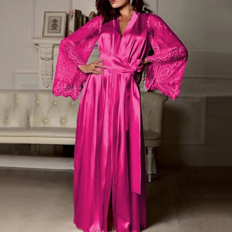 Female Lace Patchwork Long Robes