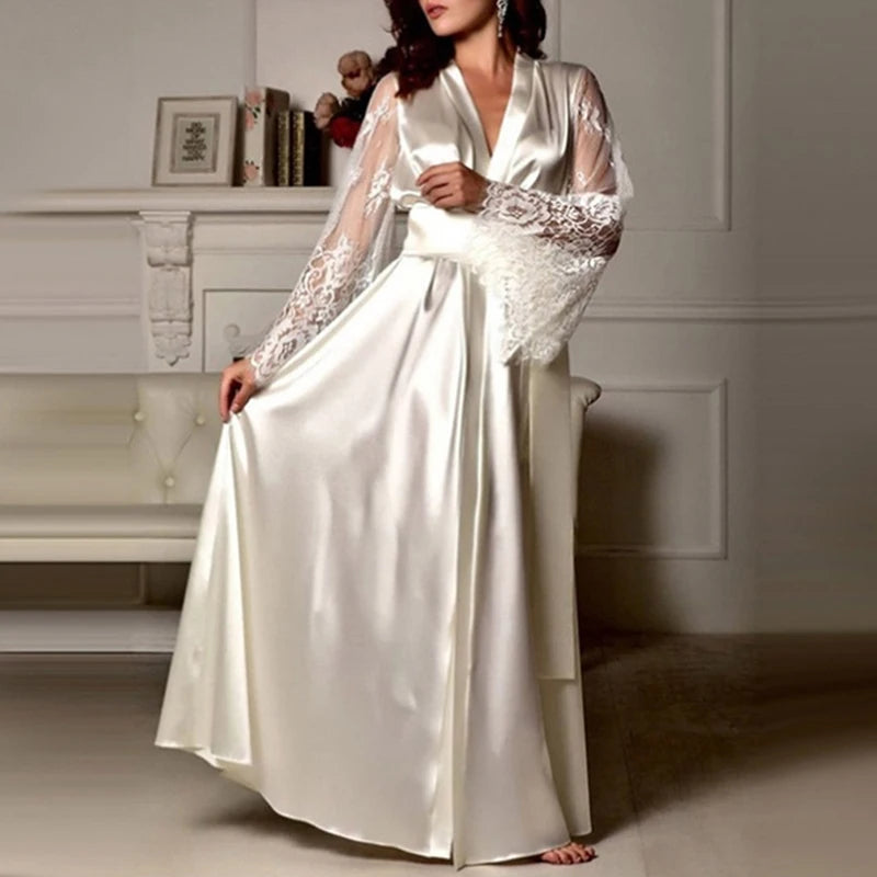 Female Lace Patchwork Long Robes