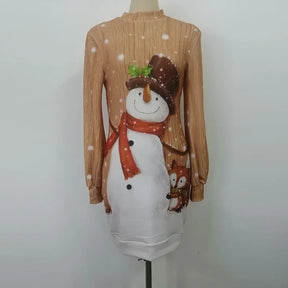 Vintage Christmas Printing Party Dress