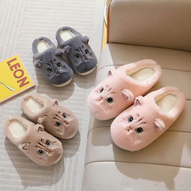 Fluffy Women Cute Cat Slippers