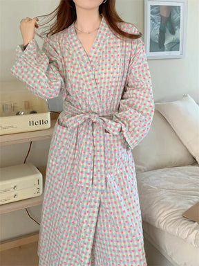 V-Neck Sleepwear Heart Print Robe