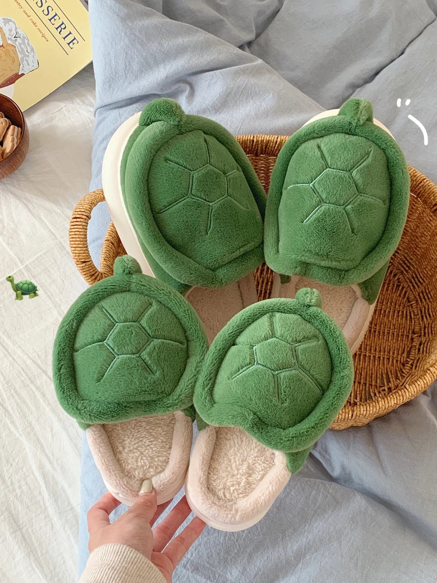 Cute Turtle Warm Plush Home Slippers