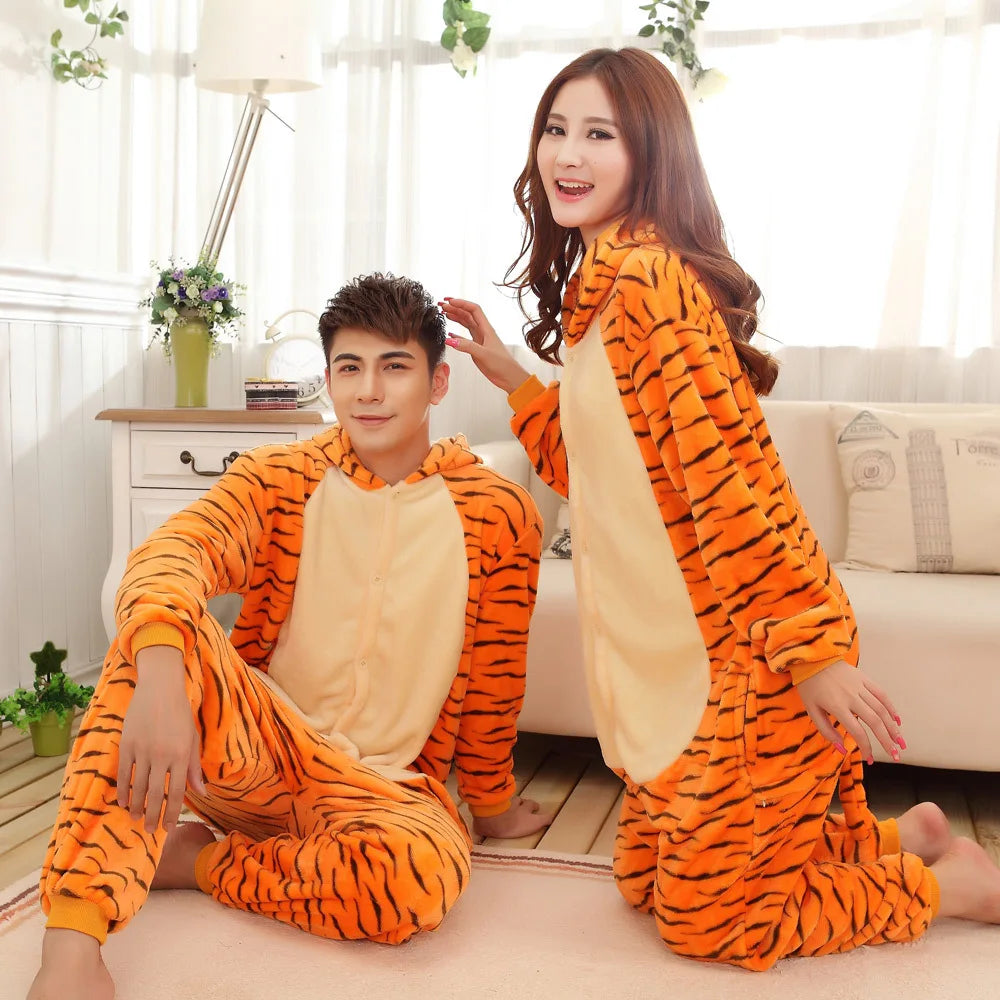 Tiger One-Piece Pajamas Cartoon Animal Onesies Sleepwear