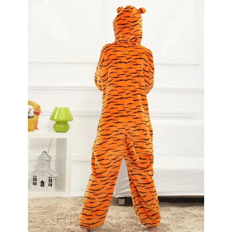 Tiger One-Piece Pajamas Cartoon Animal Onesies Sleepwear