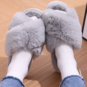 Comwarm Women's Cross Band Fuzzy Slippers