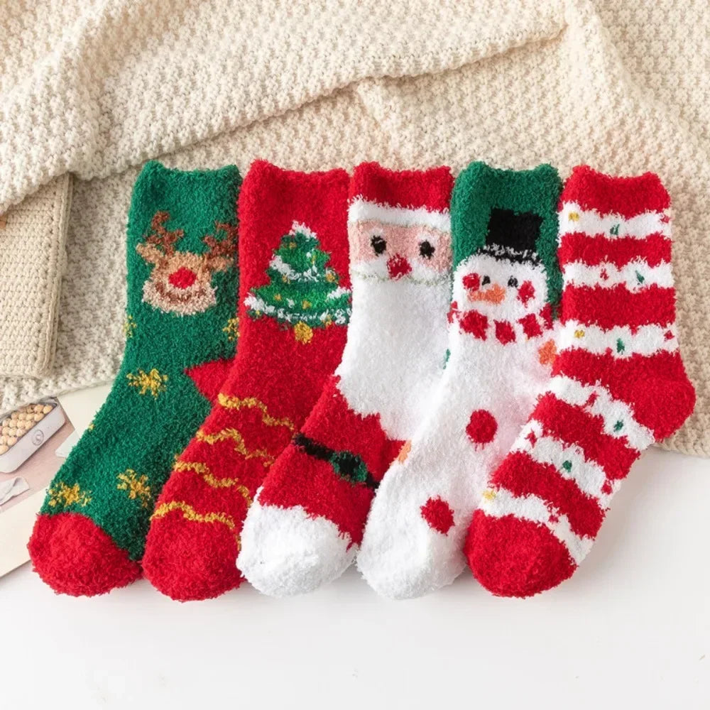 Christmas Thickened Cute Warm Coral Fleece Socks