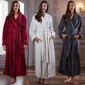 Extra Long Thermal Jacquard Flannel Bathrobe