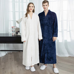 Extra Long Thermal Jacquard Flannel Bathrobe