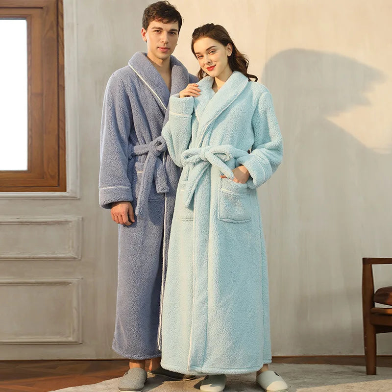 Thickened Warm Plus Size Couple Dressing Gown