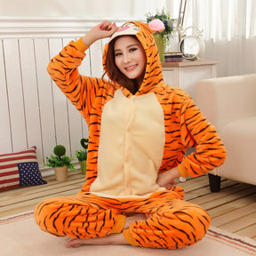 Tiger One-Piece Pajamas Cartoon Animal Onesies Sleepwear