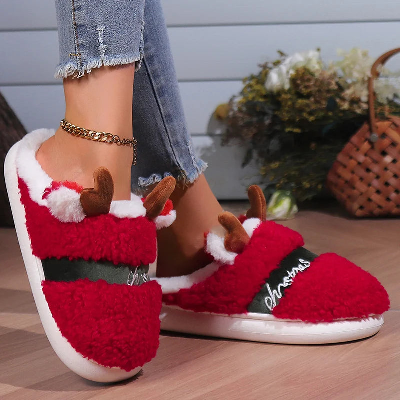 Christmas Red Fluffy Slippers