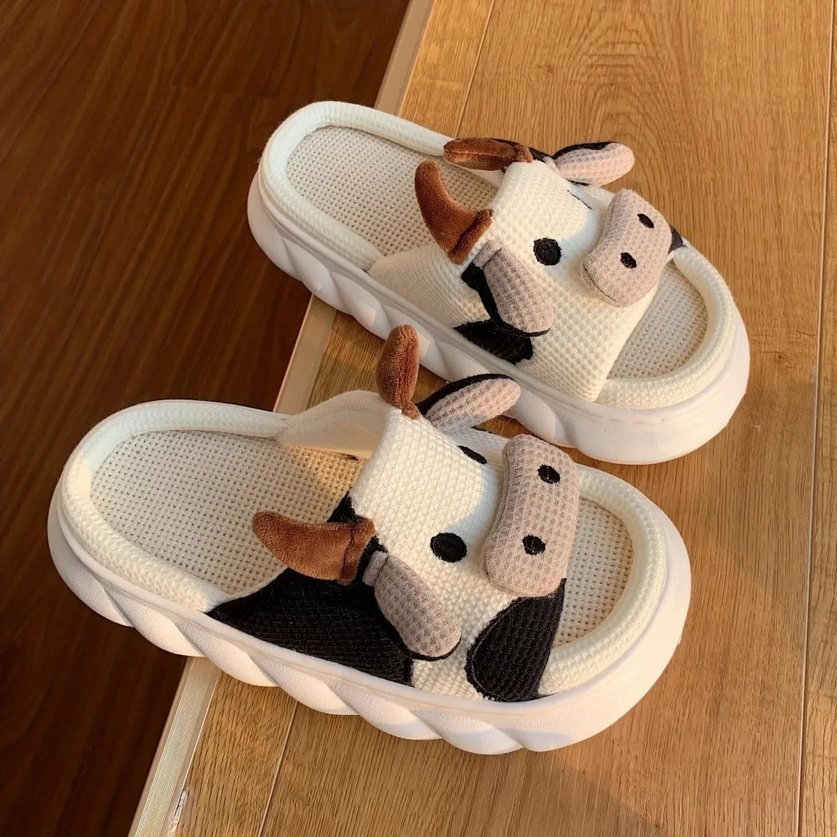 Kawaii Cartoon Cow House Slippers