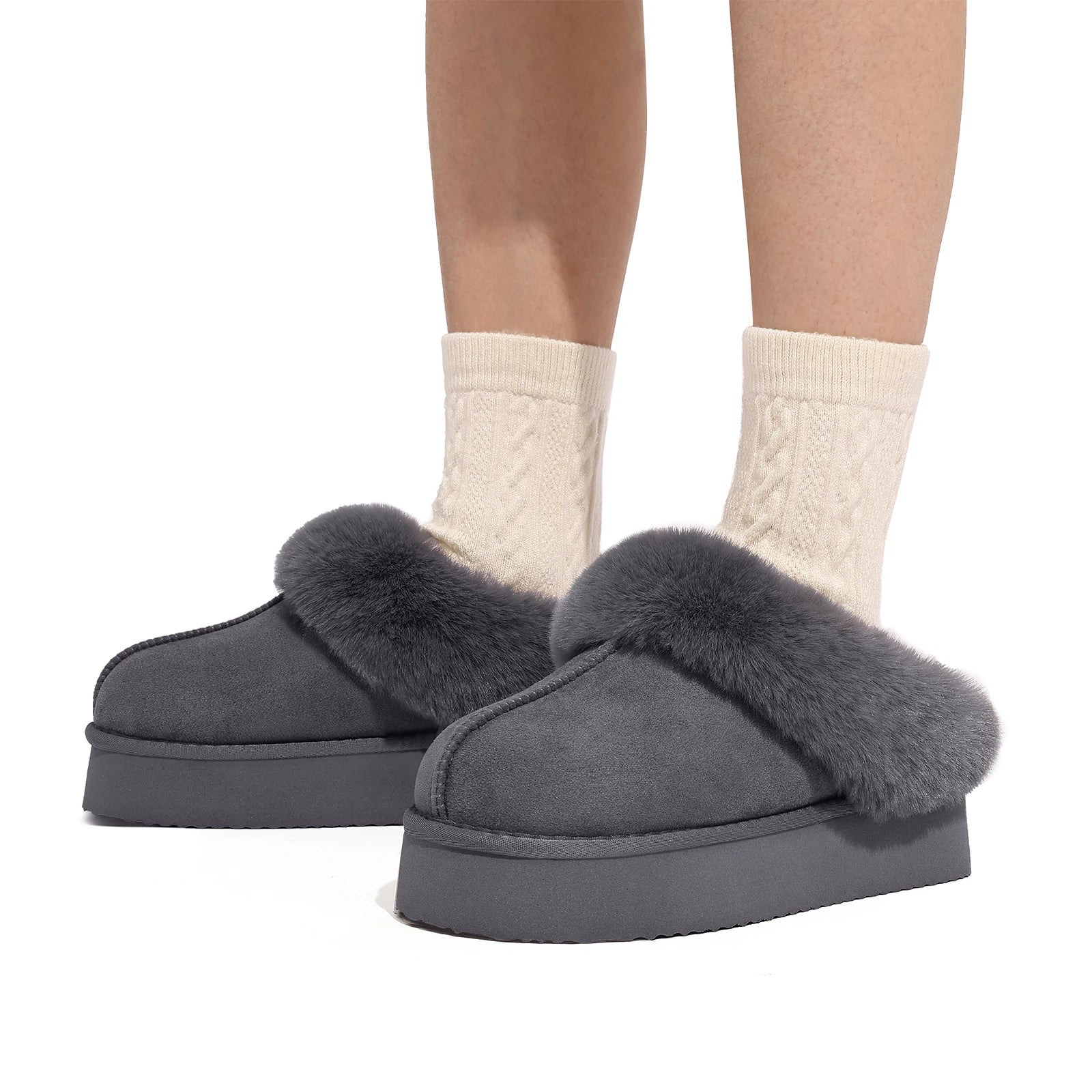 Smile Winter Women Fuzzy Slippers